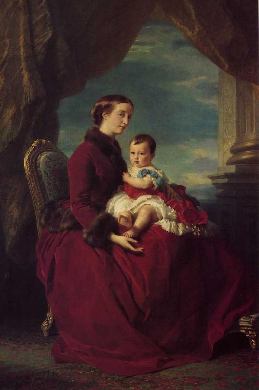 Franz Xaver Winterhalter The Empress Eugenie Holding Louis Napoleon, the Prince Imperial on her Knees China oil painting art